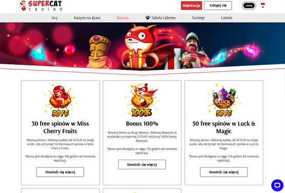 SuperCat Casino bonusy