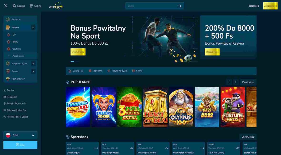 Strona gł&oacute;wna kasyna Volerbet.io