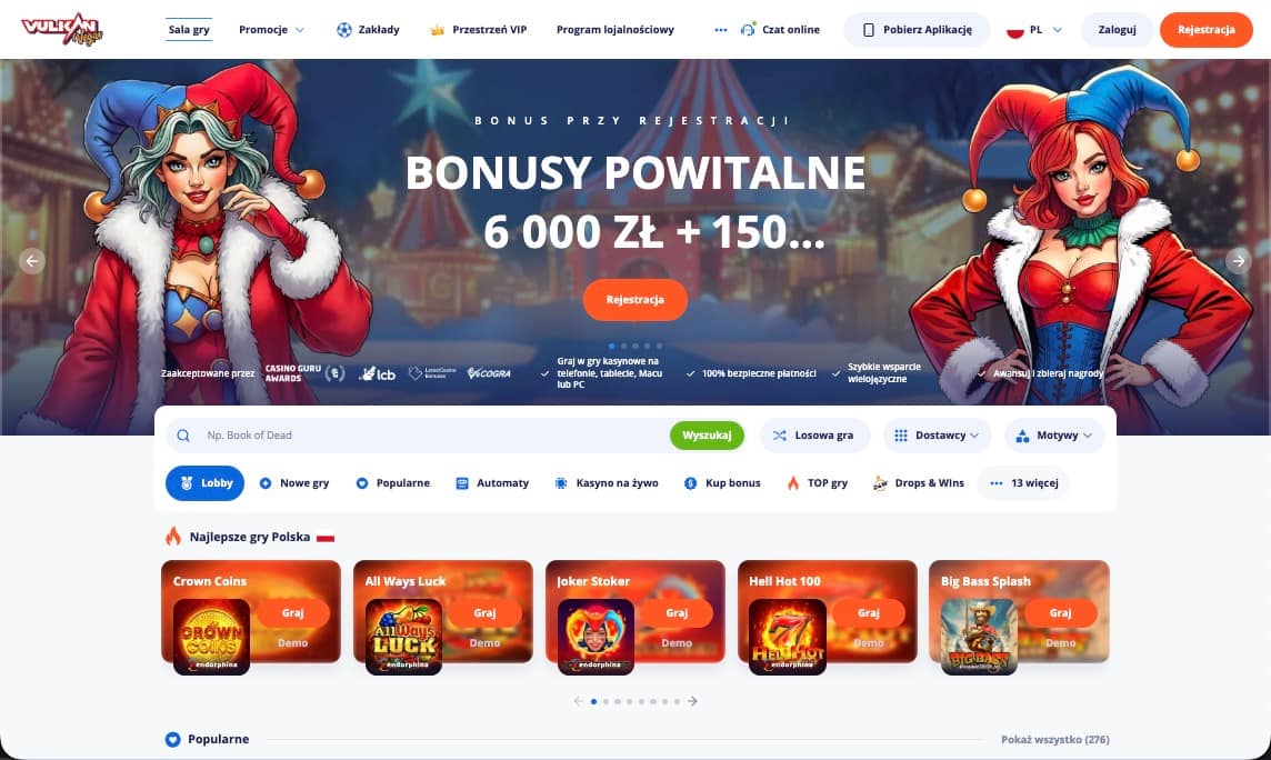 Strona gł&oacute;wna kasyna Vulkan Vegas