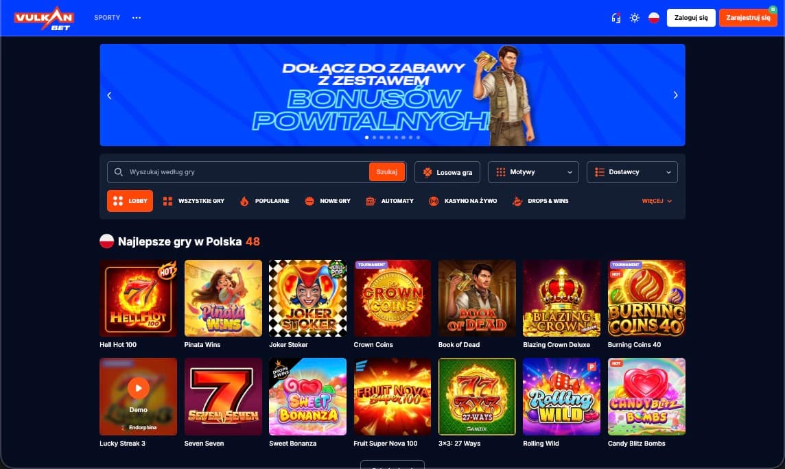 Strona gł&oacute;wna kasyna VulkanBet