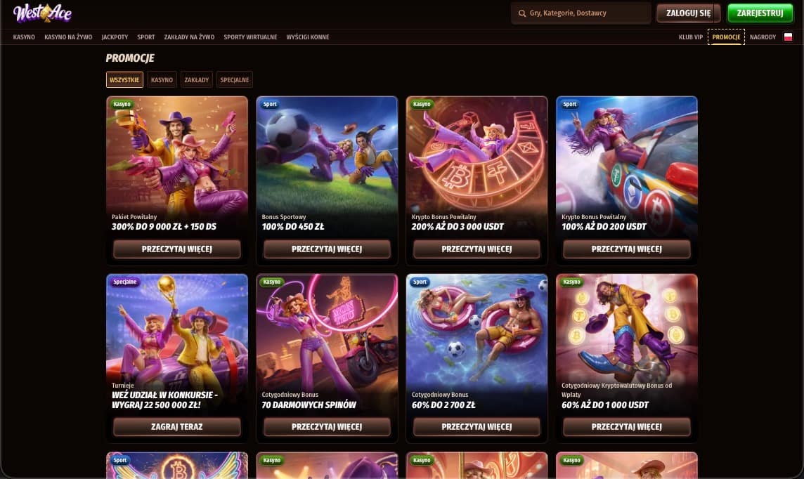 WestAce kasyno bonusy