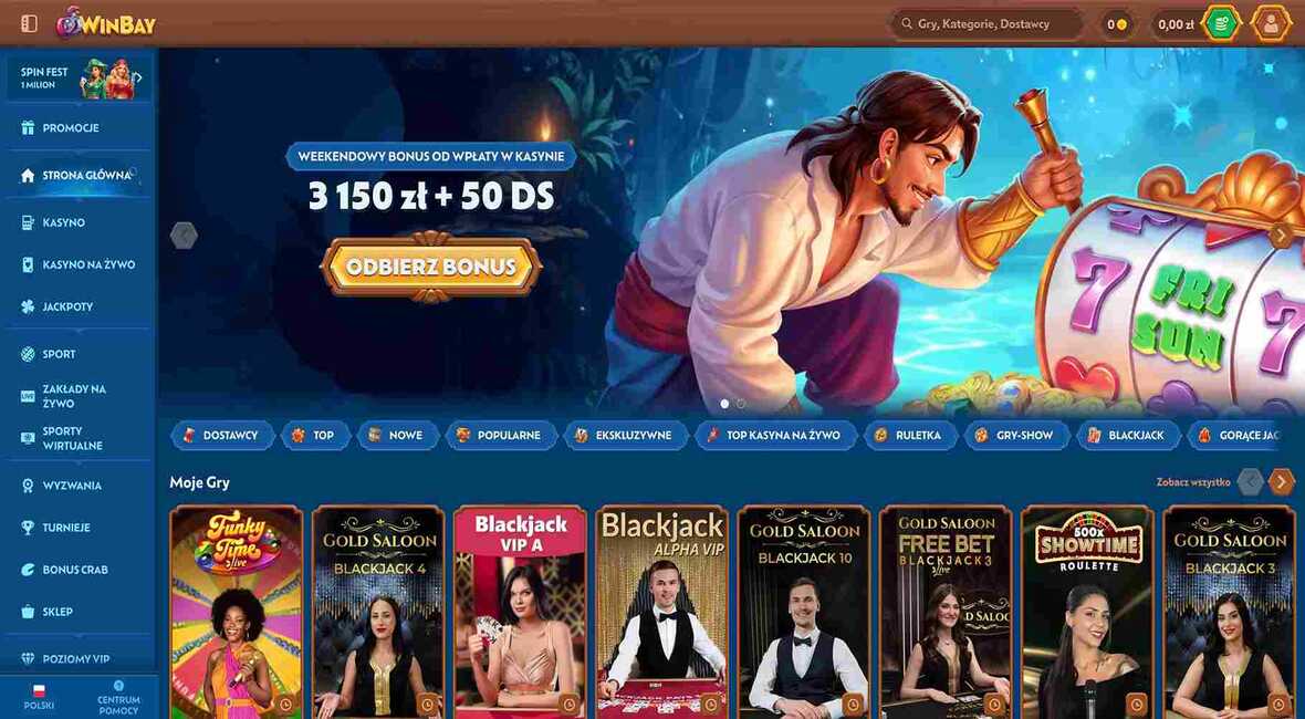 Strona gł&oacute;wna kasyna Winbay