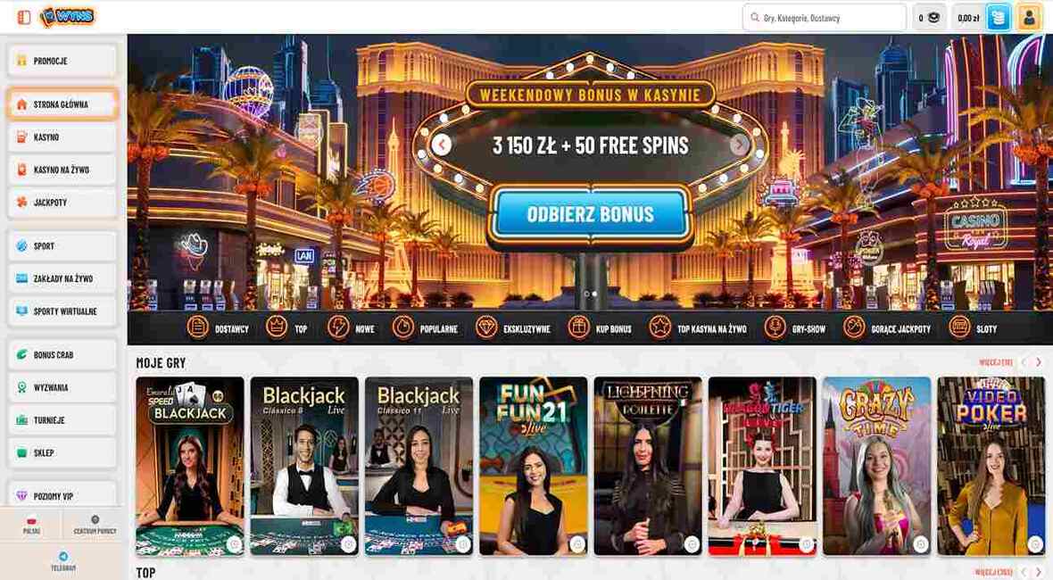 Strona gł&oacute;wna kasyna Wyns