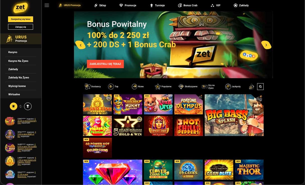 Strona gł&oacute;wna kasyna Zet