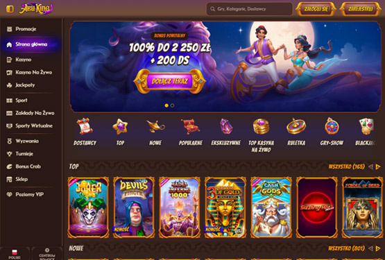 Strona gł&oacute;wna kasyna Abuking