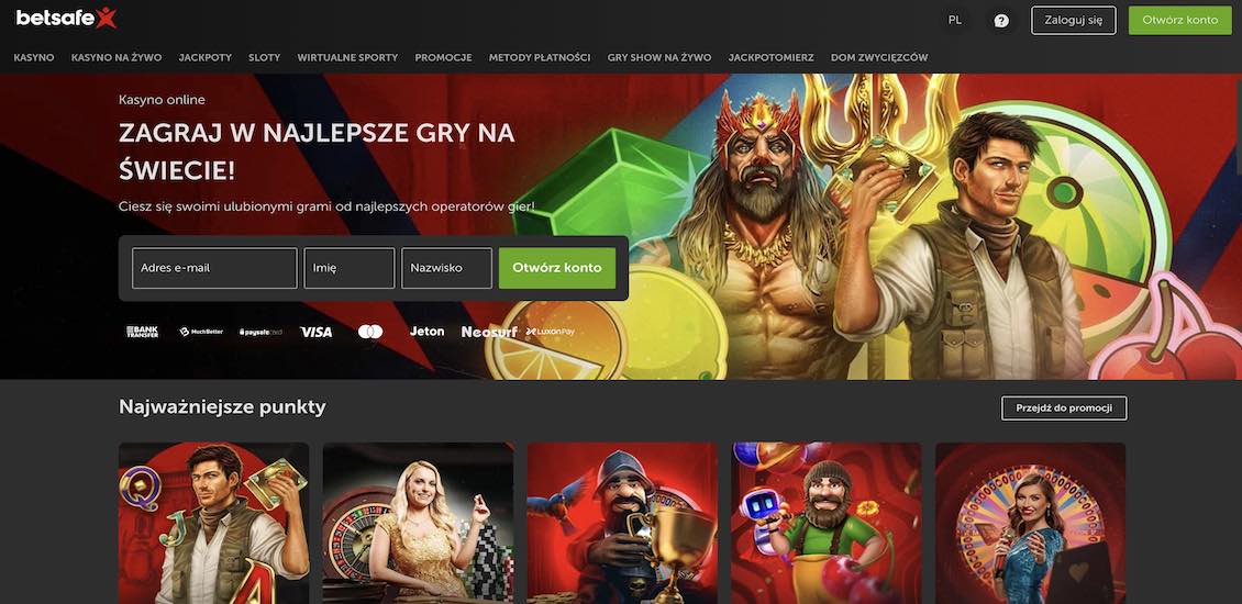 Strona gł&oacute;wna kasyna Betsafe