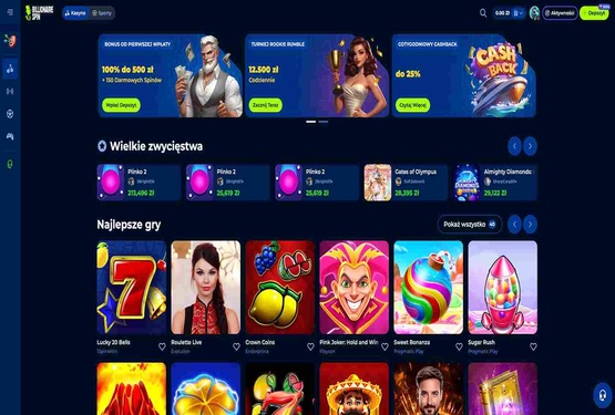 Strona gł&oacute;wna kasyna Billionairespin