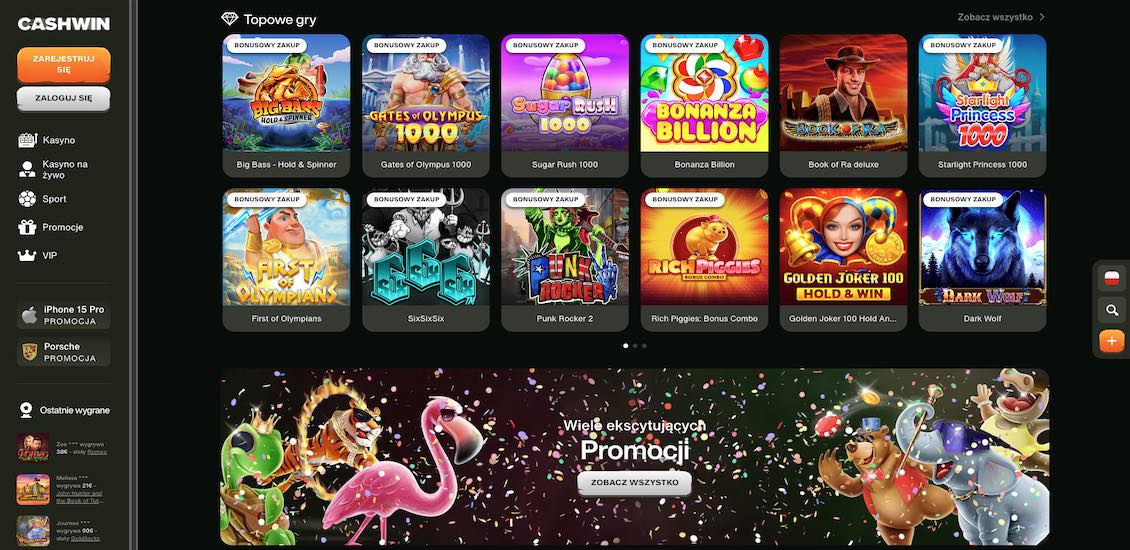 Strona gł&oacute;wna kasyna Cashwin