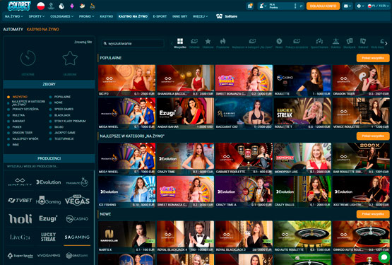 Gry na żywo w kasynie Coldbet