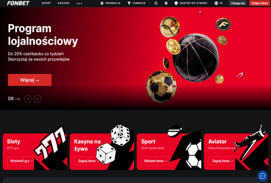 Strona gł&oacute;wna kasyna Fonbet