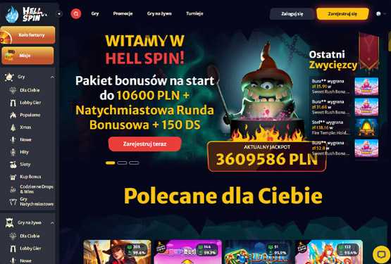 Strona gł&oacute;wna kasyna HellSpin