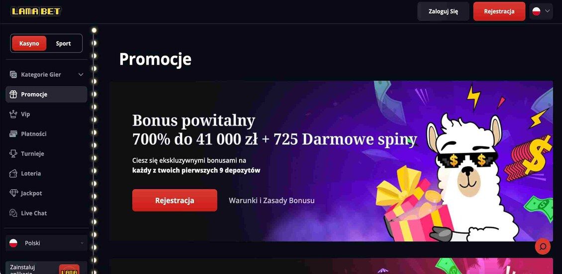 Obraz strony promocyjnej kasyna Lamabet