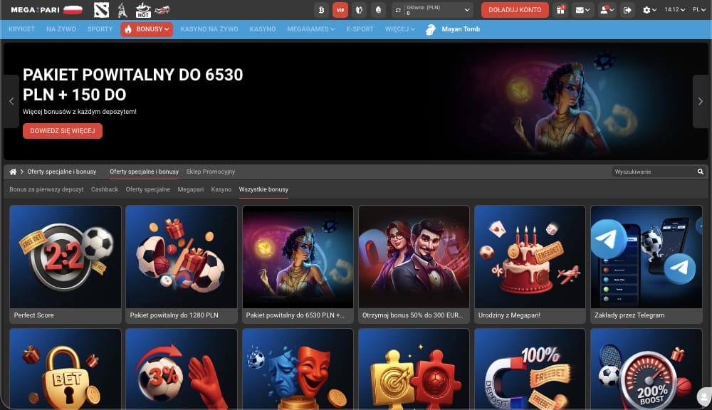 Megapari kasyno bonusy
