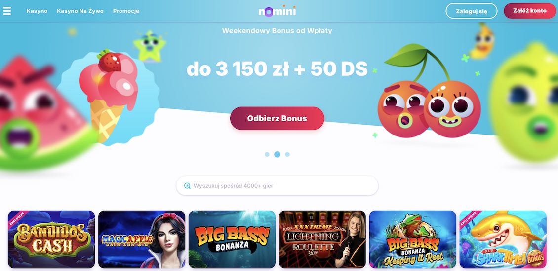 Strona gł&oacute;wna kasyna Nomini