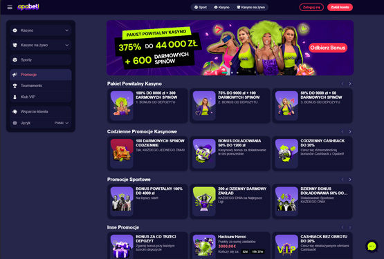 Opabet kasyno bonusy