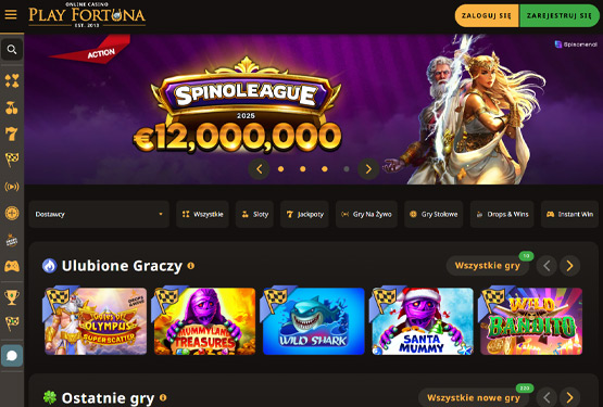 Strona gł&oacute;wna kasyna Play Fortuna