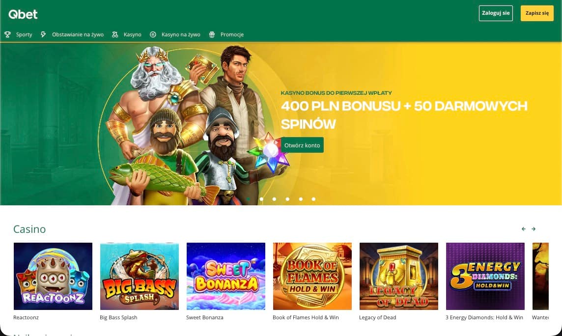 Strona gł&oacute;wna kasyna Qbet