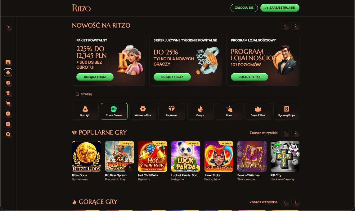 Ritzo Casino strona gł&oacute;wna
