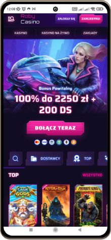 Mobilny zrzut ekranu strony gł&oacute;wnej kasyna Robycasino
