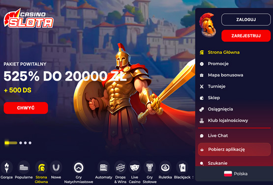 Strona gł&oacute;wna kasyna Slota