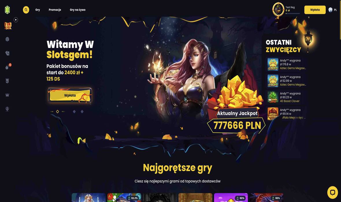 Strona gł&oacute;wna kasyna Slotsgem