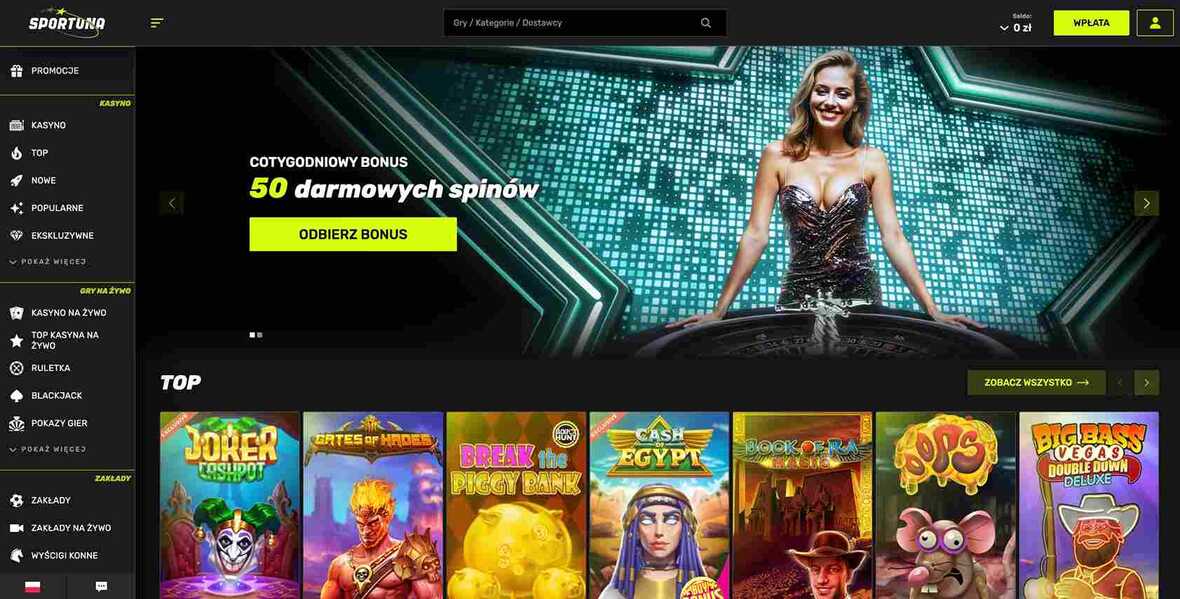Strona gł&oacute;wna kasyna Sportuna