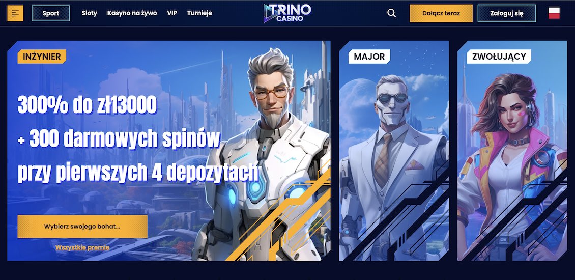 Strona gł&oacute;wna kasyna Trino Casino