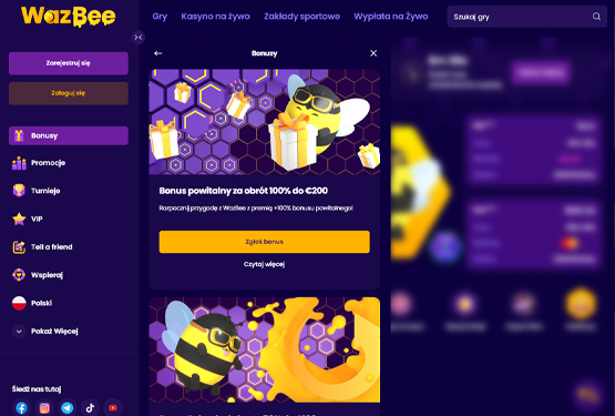 WazBee kasyno bonusy