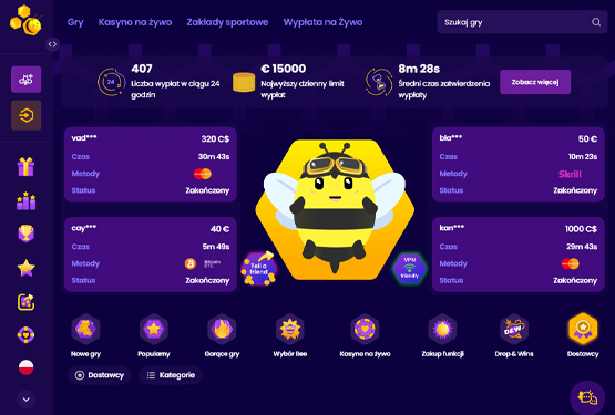 Strona gł&oacute;wna kasyna WazBee