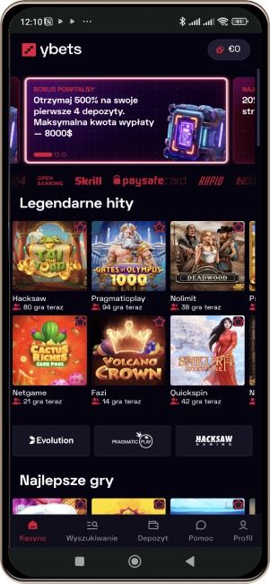 Kasyno Ybets na ekranie telefonu kom&oacute;rkowego
