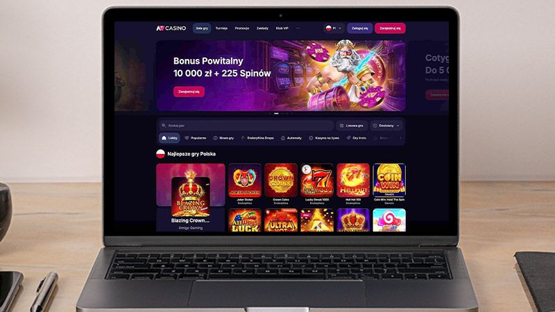 Strona gł&oacute;wna NV casino na ekranie komputera