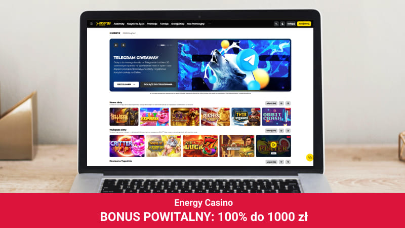 Energy Casino na ekranie komputera