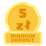 złota moneta przedstawiająca minimalny depozyt w kasynie o wartości 5zł