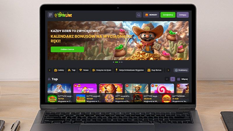 Spinline Casino na ekranie komputera