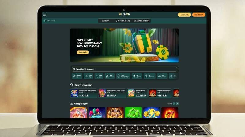 Strona gł&oacute;wna kasyna Lemon na ekranie komputera