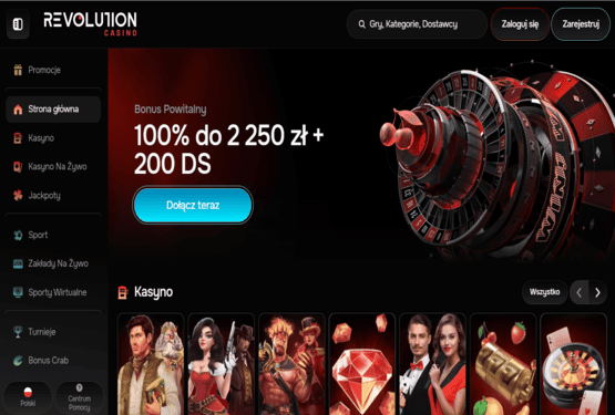 Strona gł&oacute;wna kasyna Revolution