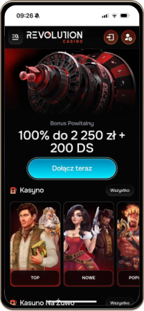 Kasyno Revolution na telefonie kom&oacute;rkowym