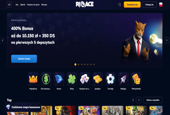 Strona gł&oacute;wna kasyna Rioace