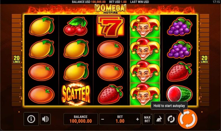 Motyw automatu 20 Mega Hotfire