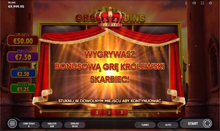 Gra bonusowa w slocie Crown Coins
