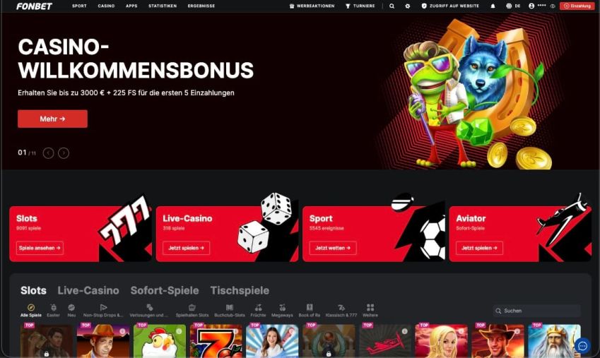 Strona główna kasyna Fonbet Casino