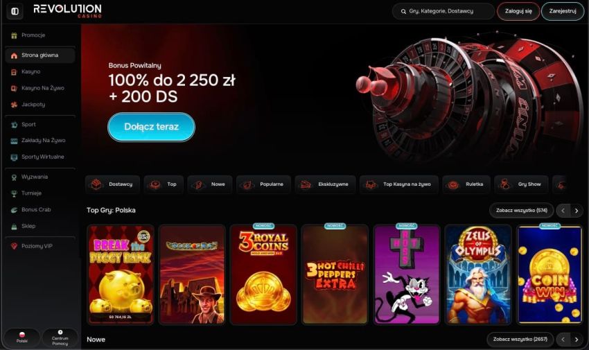 Strona główna kasyna Revolution Casino