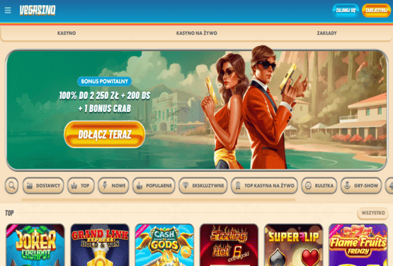 Strona gł&oacute;wna kasyna Vegasino