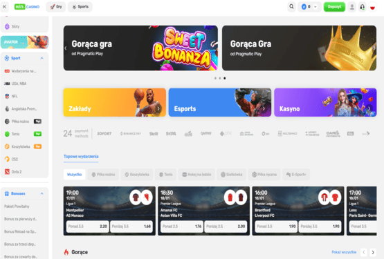 Strona gł&oacute;wna kasyna Vegasino